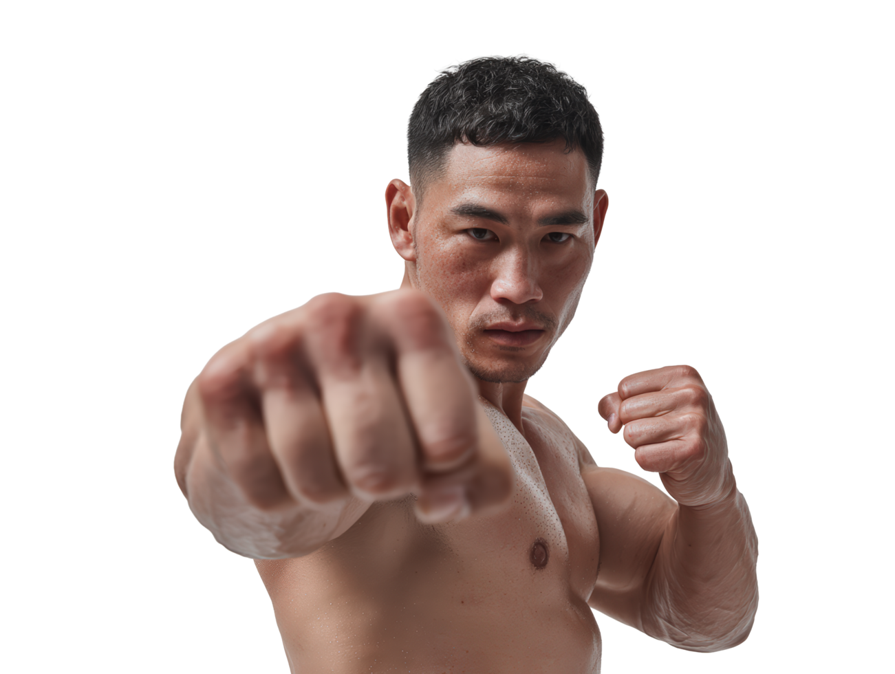 A man with a black shirt and black shorts is pointing his fist png