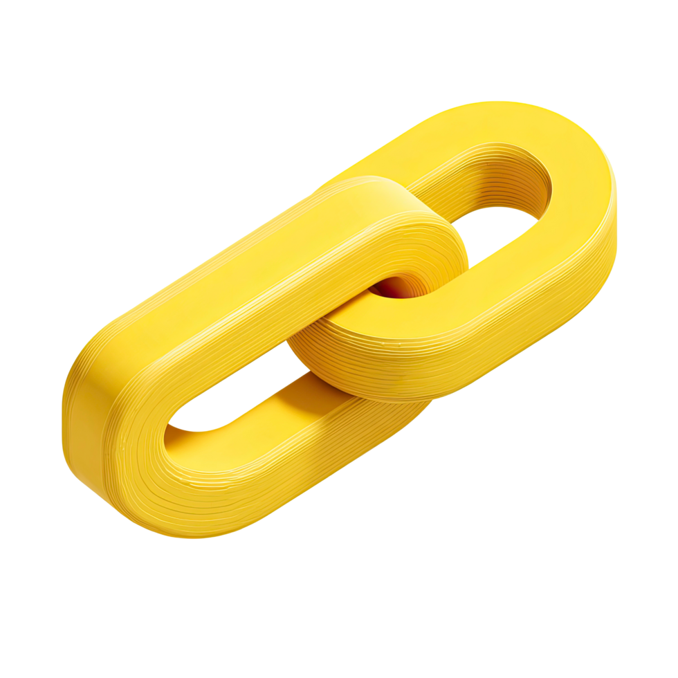 3D Rendered Yellow Chain Link Illustration on Transparent Background vibrant png