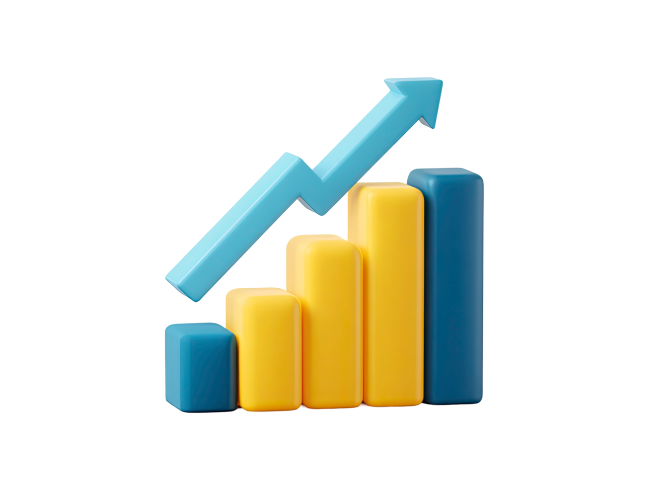 3D Bar Graph with Arrow Showing Growth on transparent background png
