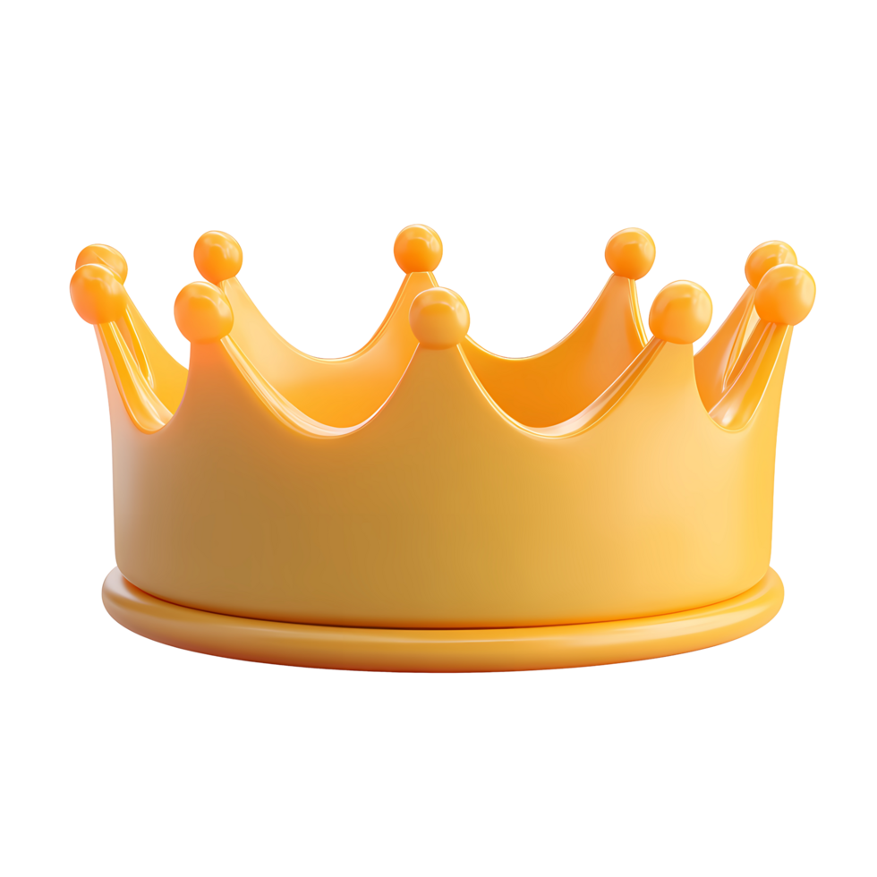 Golden Crown 3D Render with Spherical Toppers on Transparent Background png