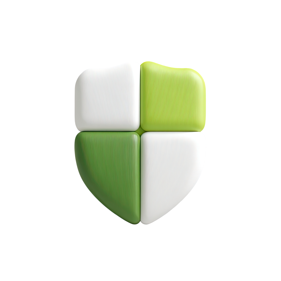 Green and White Shield Icon on Transparent Background modern shield png