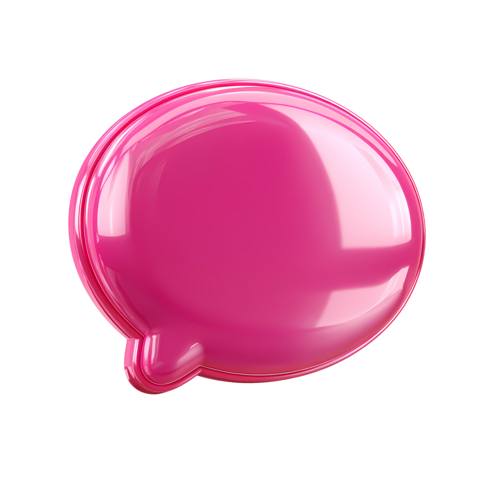 Shiny Pink Speech Bubble Icon on Transparent Background glossy pink png