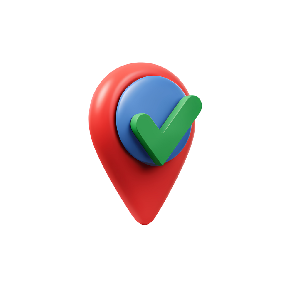 Red Location Pin with Green Check Mark on Transparent Background png