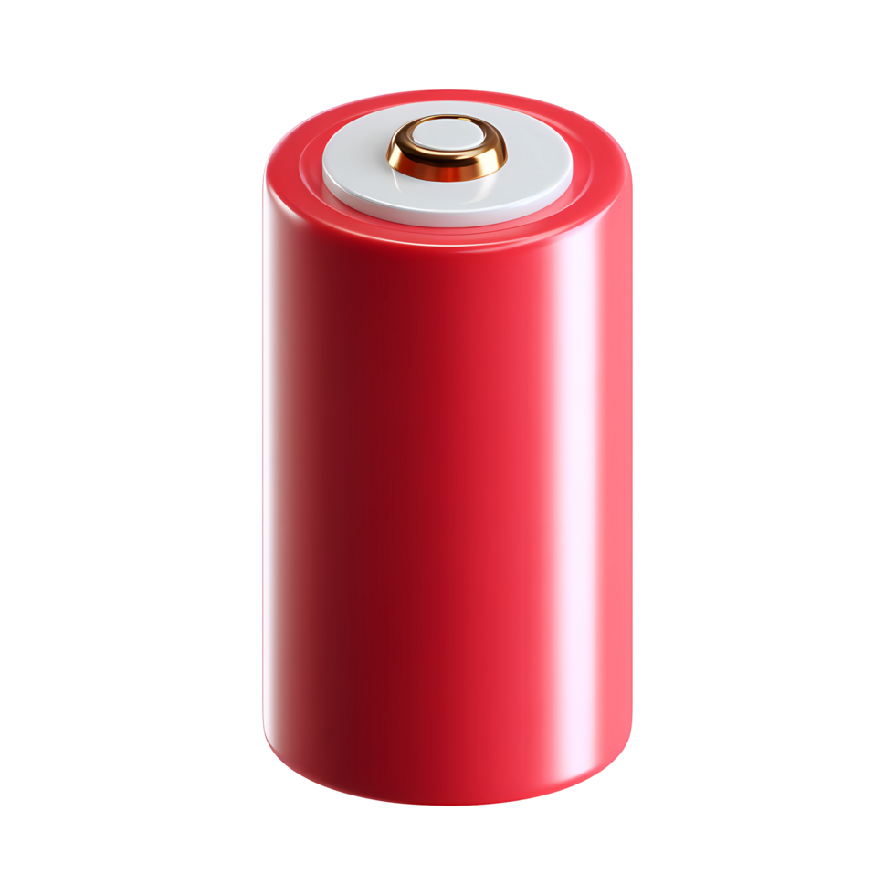 Red AA Battery Cell Close Up Illustration on Transparent Background png