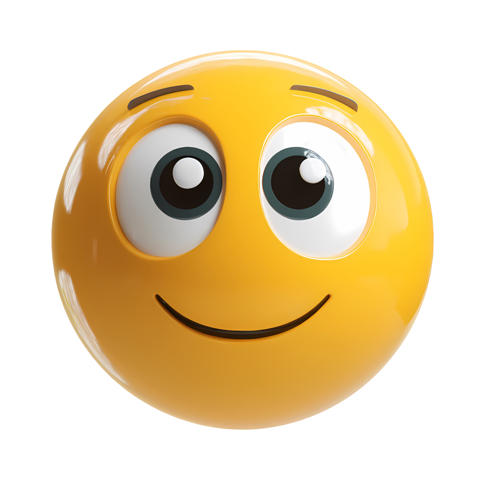 Yellow Smiling Emoji with Googly Eyes on Transparent Background rendered png