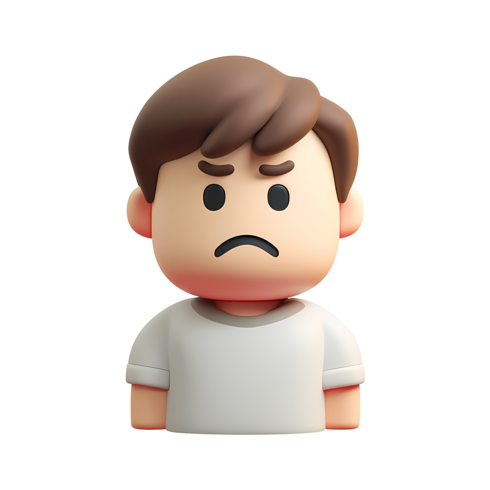 3D Cartoon Character with Sad Expression on Transparent Background cartoon png