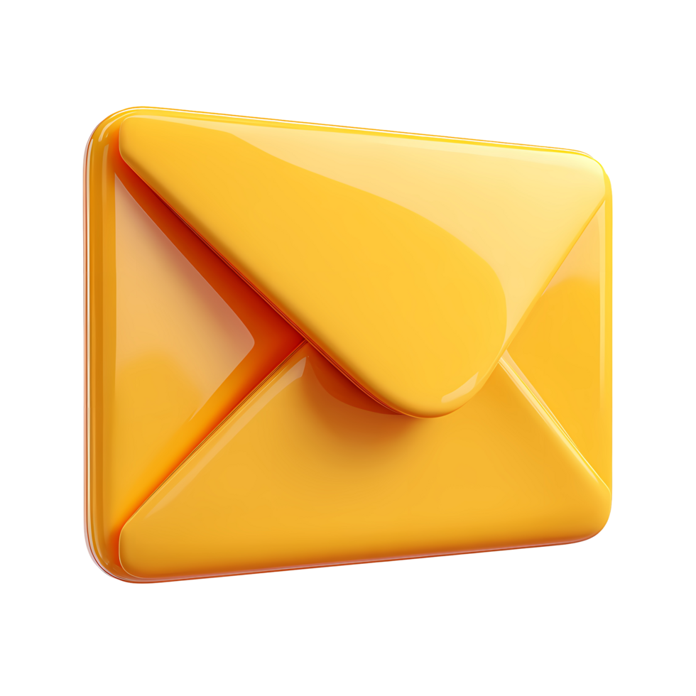 Glossy Yellow Envelope Icon Illustration on Transparent Background glossy yellow png