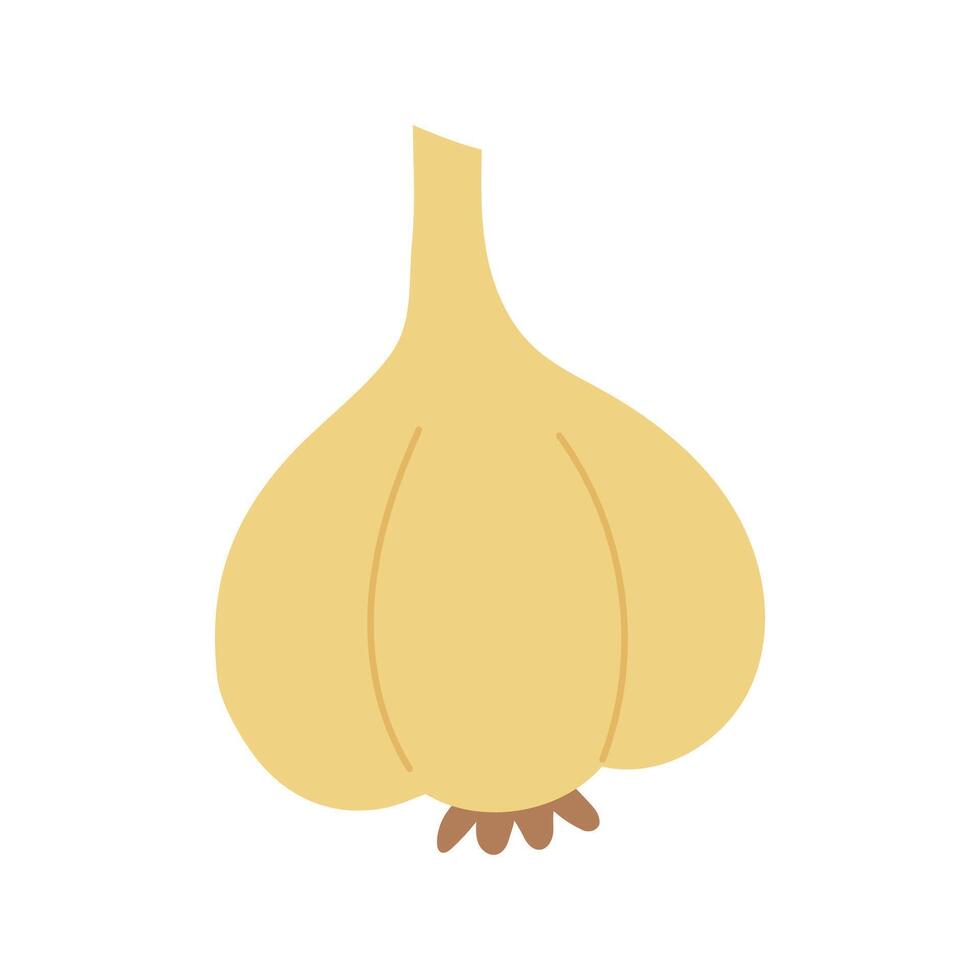Minimal garlic bulb in soft yellow, ideal for culinary websites, spice labels, or organic farm-themed visuals promoting herbal health benefits vector