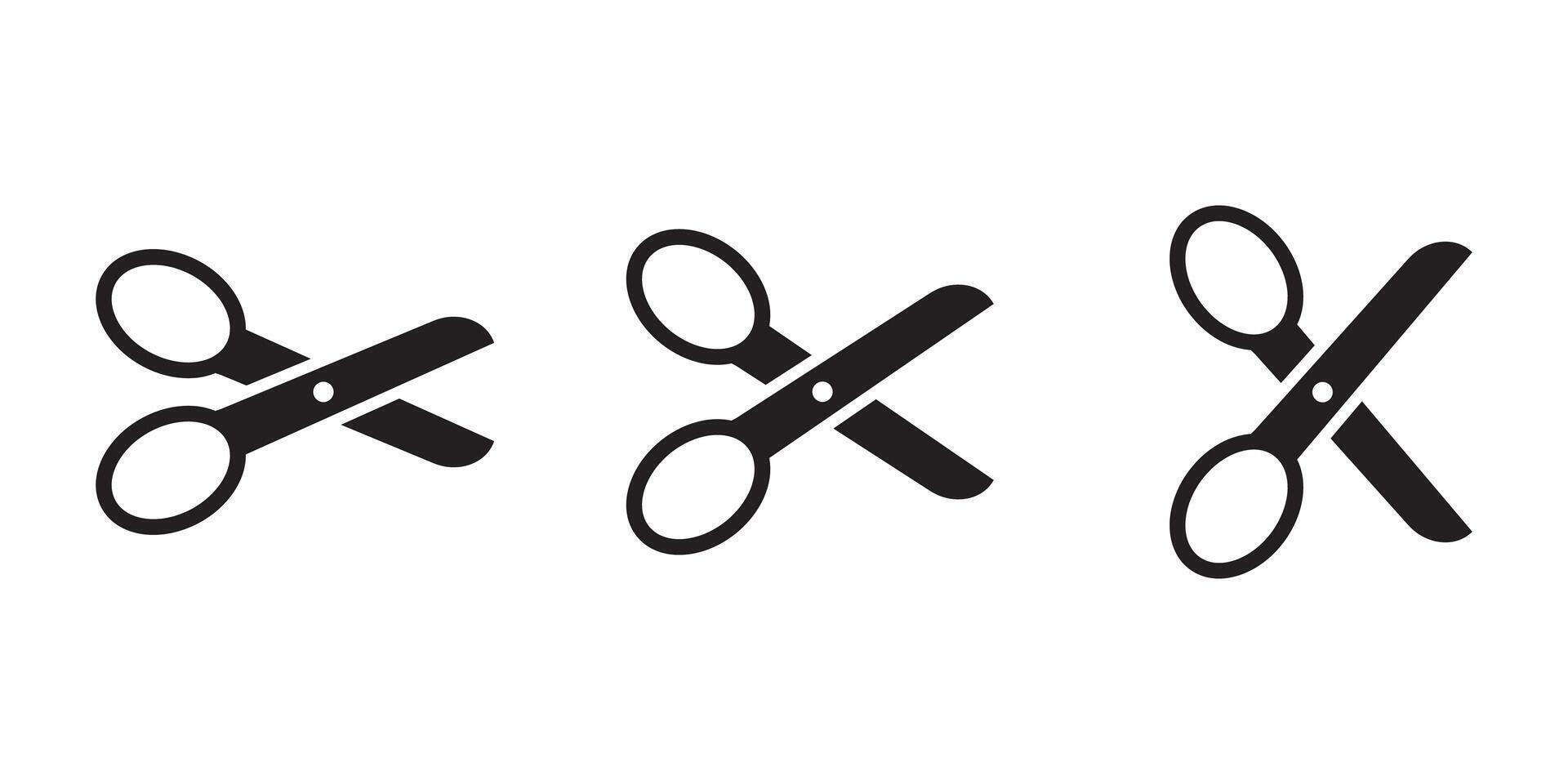 Open scissors icon set. Cut symbol. Pictogram of scissor. Symbol of cutting. vector