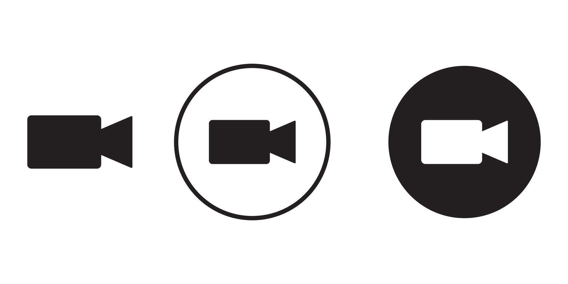 camera icons set in black flat style. movie sign. camera symbol. camera icon for streaming, face time icons call symbol vector