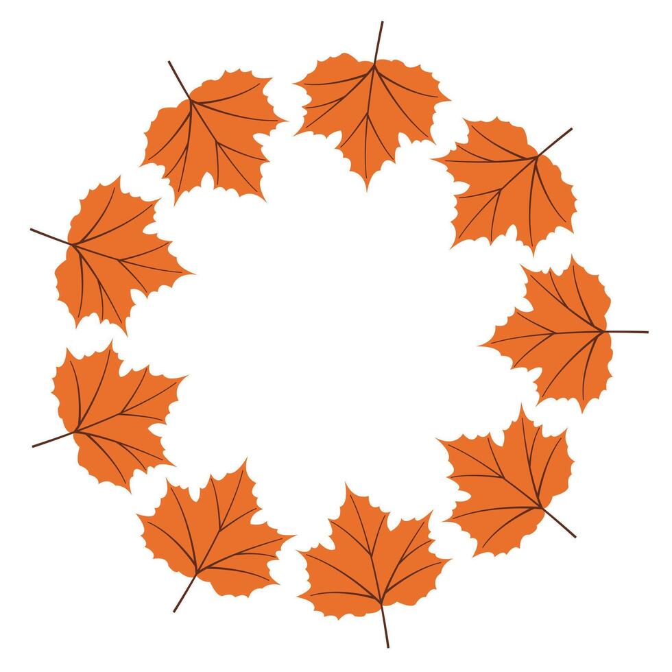 Fall season flat frame with red leaves vector