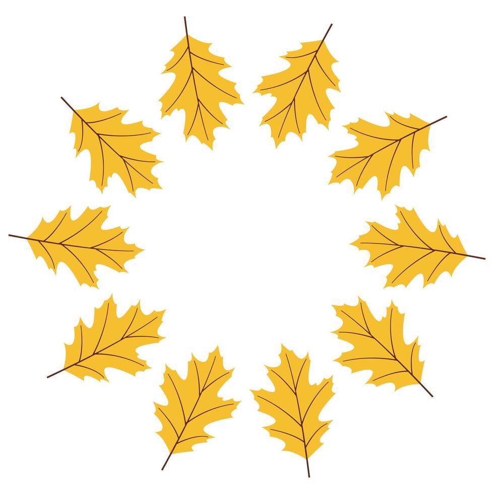 Cozy autumn flat frame with leaves vector