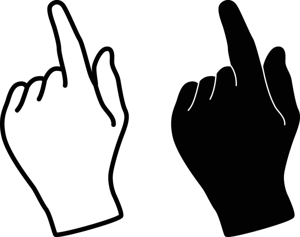 Come Here Fingers Sign Silhouette Flat and Outline Design vector