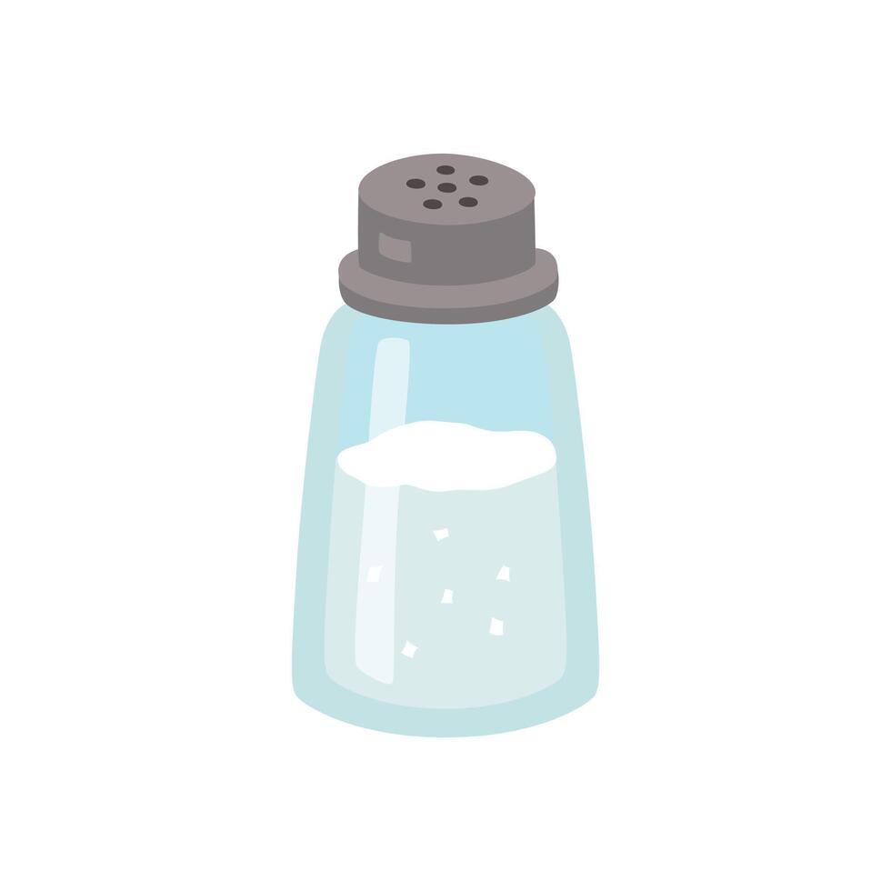 Salt shaker isolated on white background. Simple flat illustration of meal salting, cooking design. vector