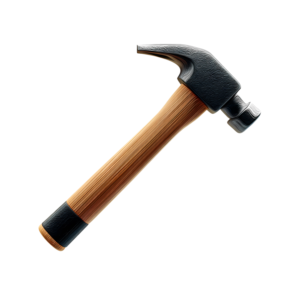Stylized Hammer with Wooden Handle on Transparent Background stylized hammer png