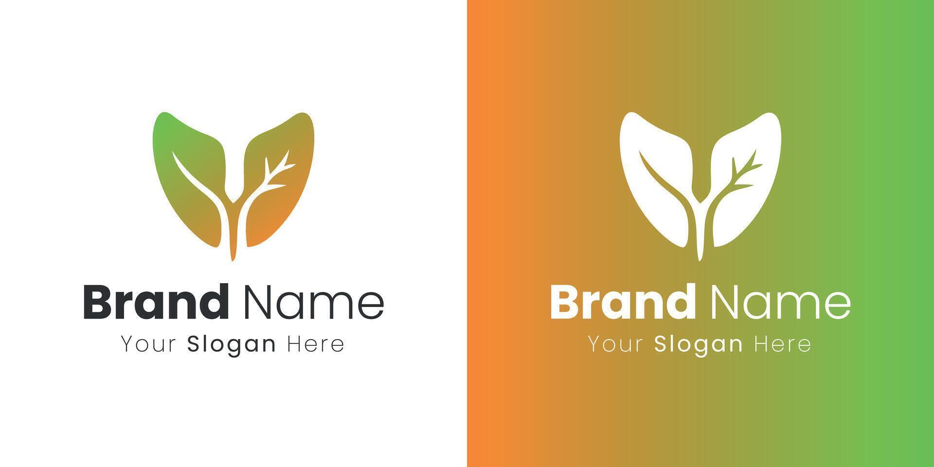 Natural Green Leaf Emblem Abstract Symbol Organic Business Brand Identity Logo Design vector