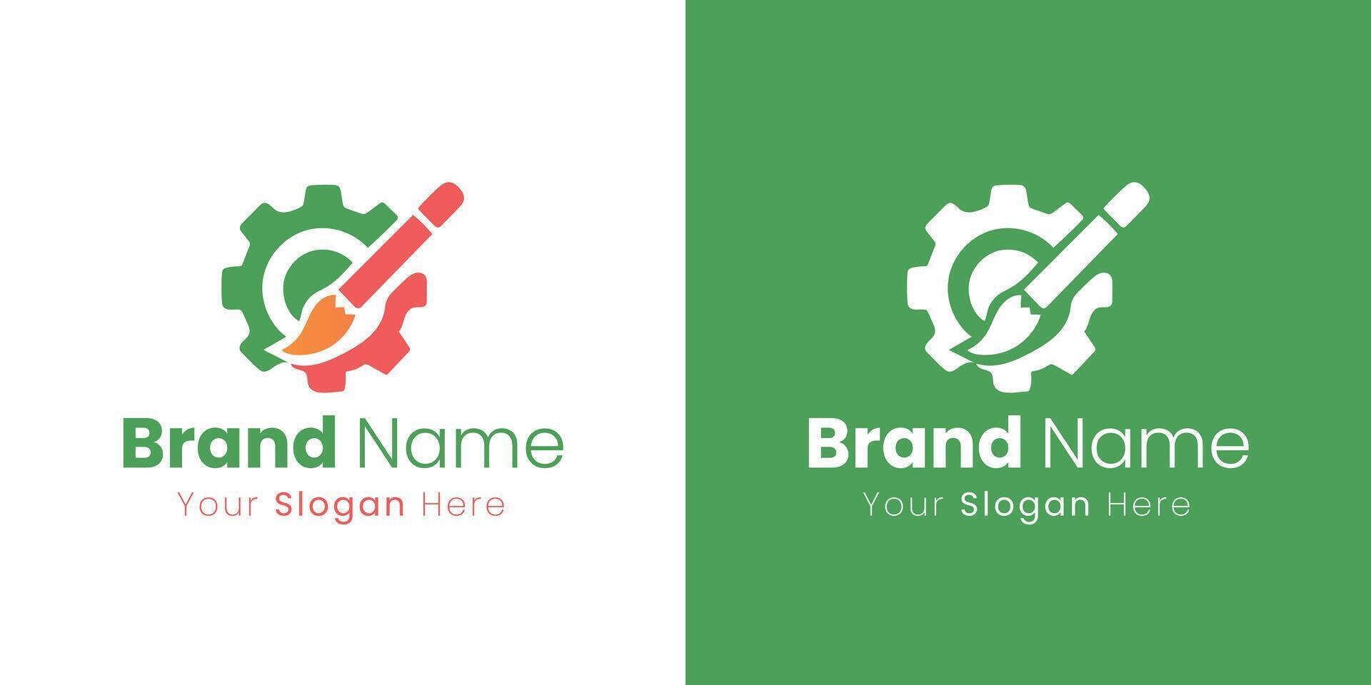 A Creative and Innovative Logo Design Featuring a Stylized Gear and Paintbrush Combination vector