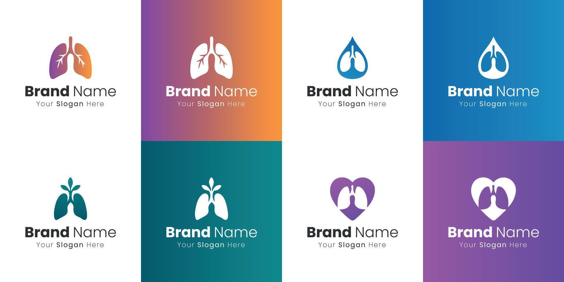 Modern Logo Designs Featuring Lungs and Heart Symbolism for Health and Wellness Brands vector