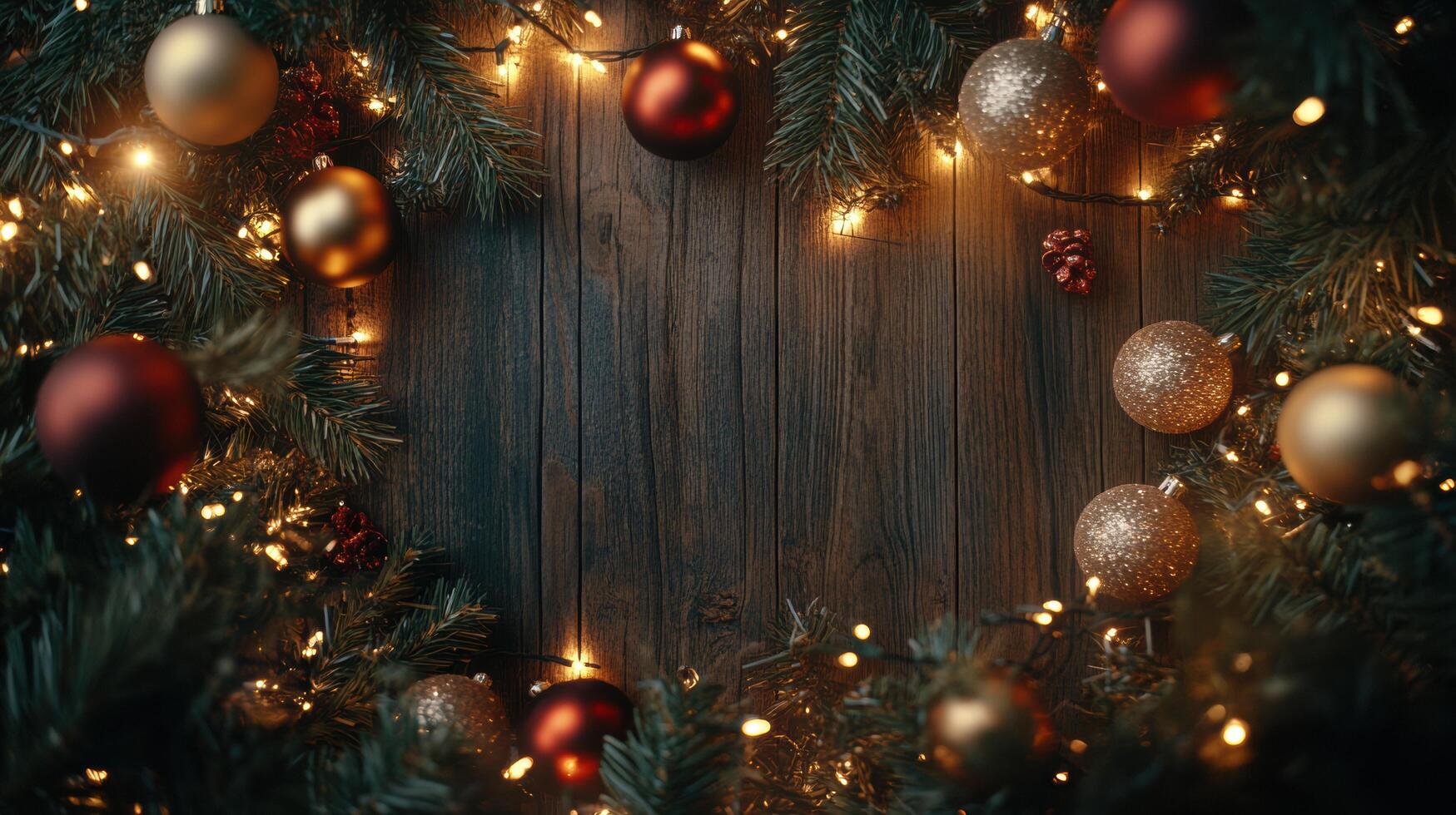 christmas ornament frame wooden background photo