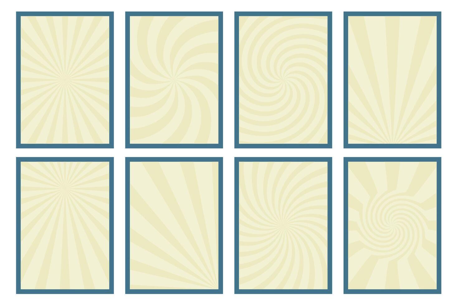 Groovy posters set. Retro backgrounds with twisted lines. Psychedelic art. Vintage design with circle elements, distorted wavy lines, warped streaks. Abstract texture. flat illustration vector