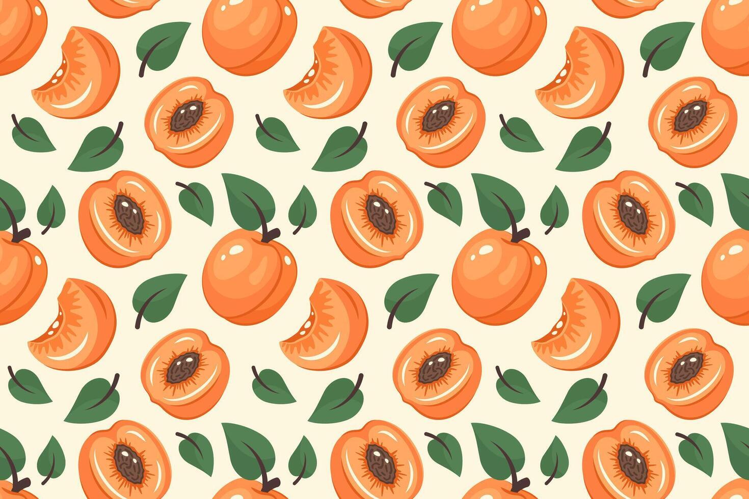 Peach pattern with leaves vector