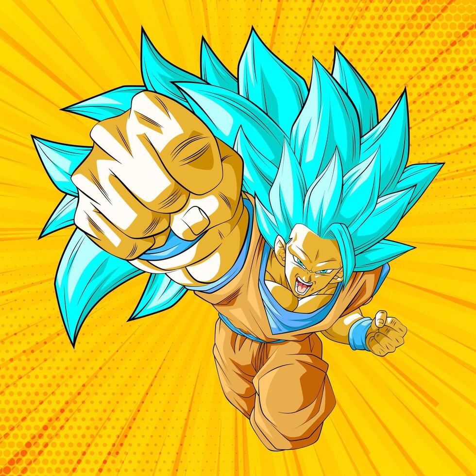 Goku Super Saiyan 3 Blue Punch vector