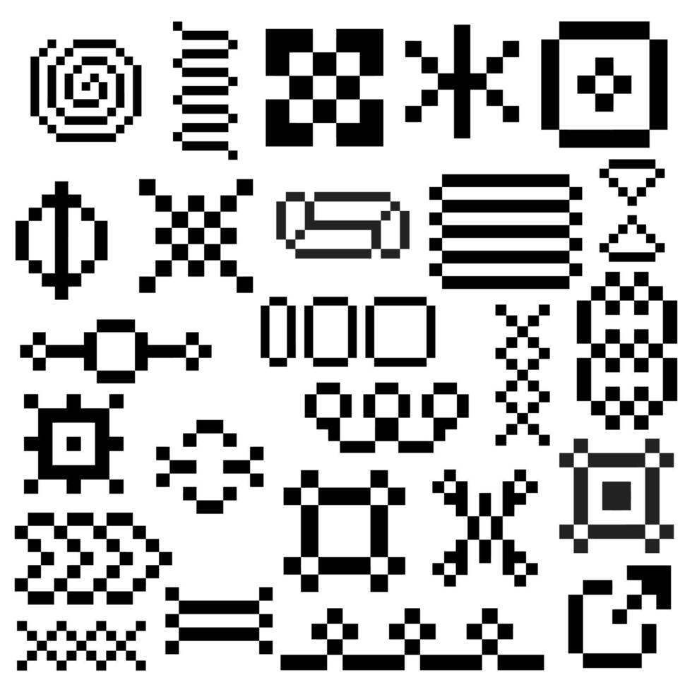 digital pixel art components vector