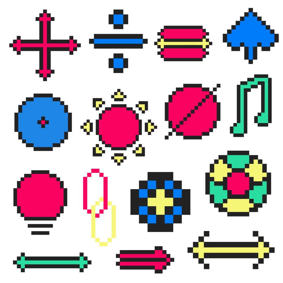 pixel art decoration kit vector