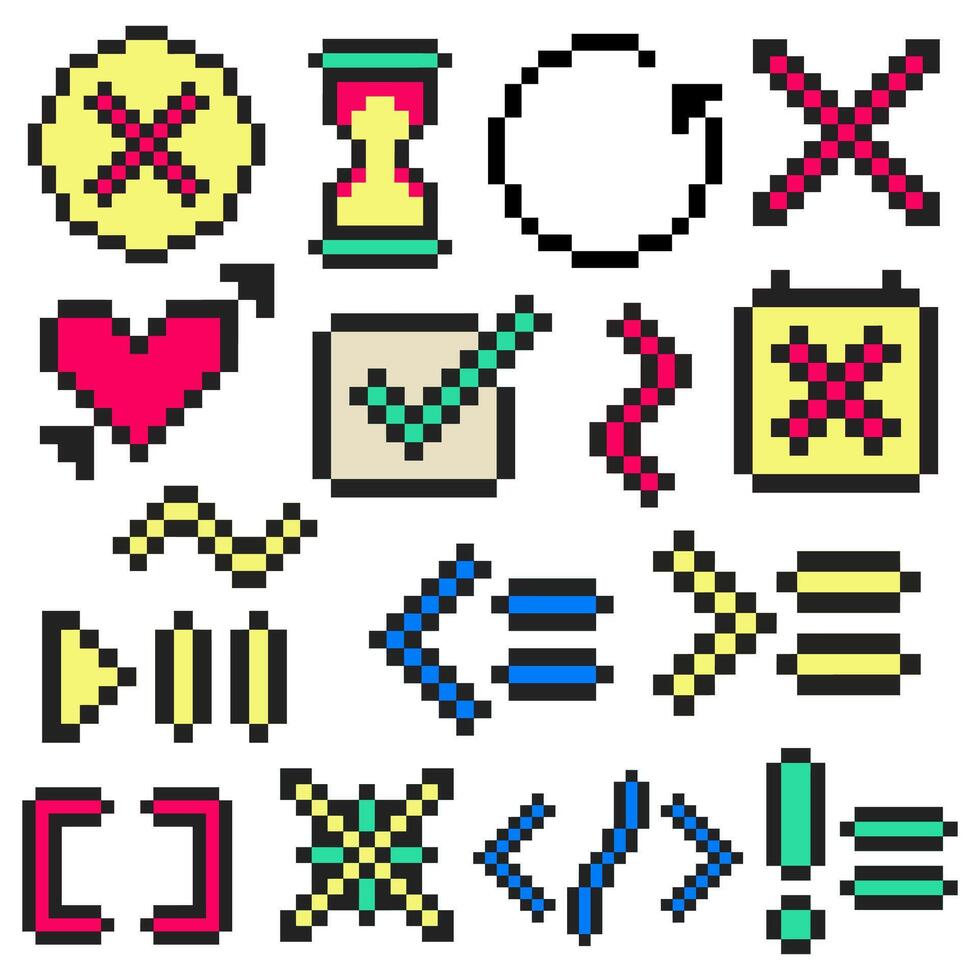 pixel toolbox vintage set vector
