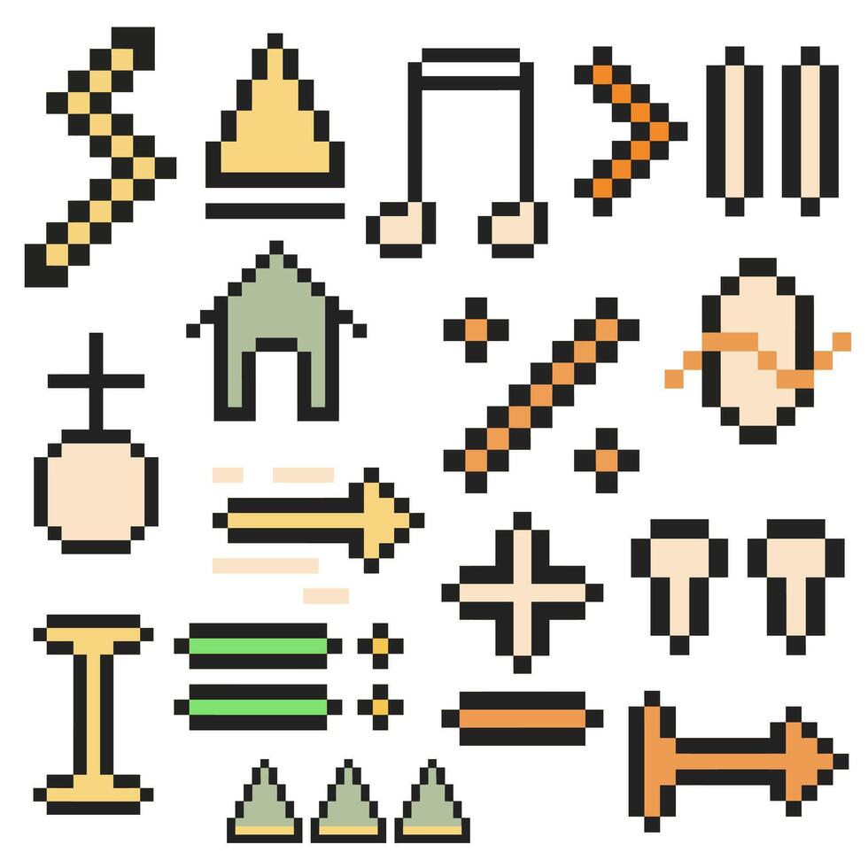 retro pixel asset pack vector