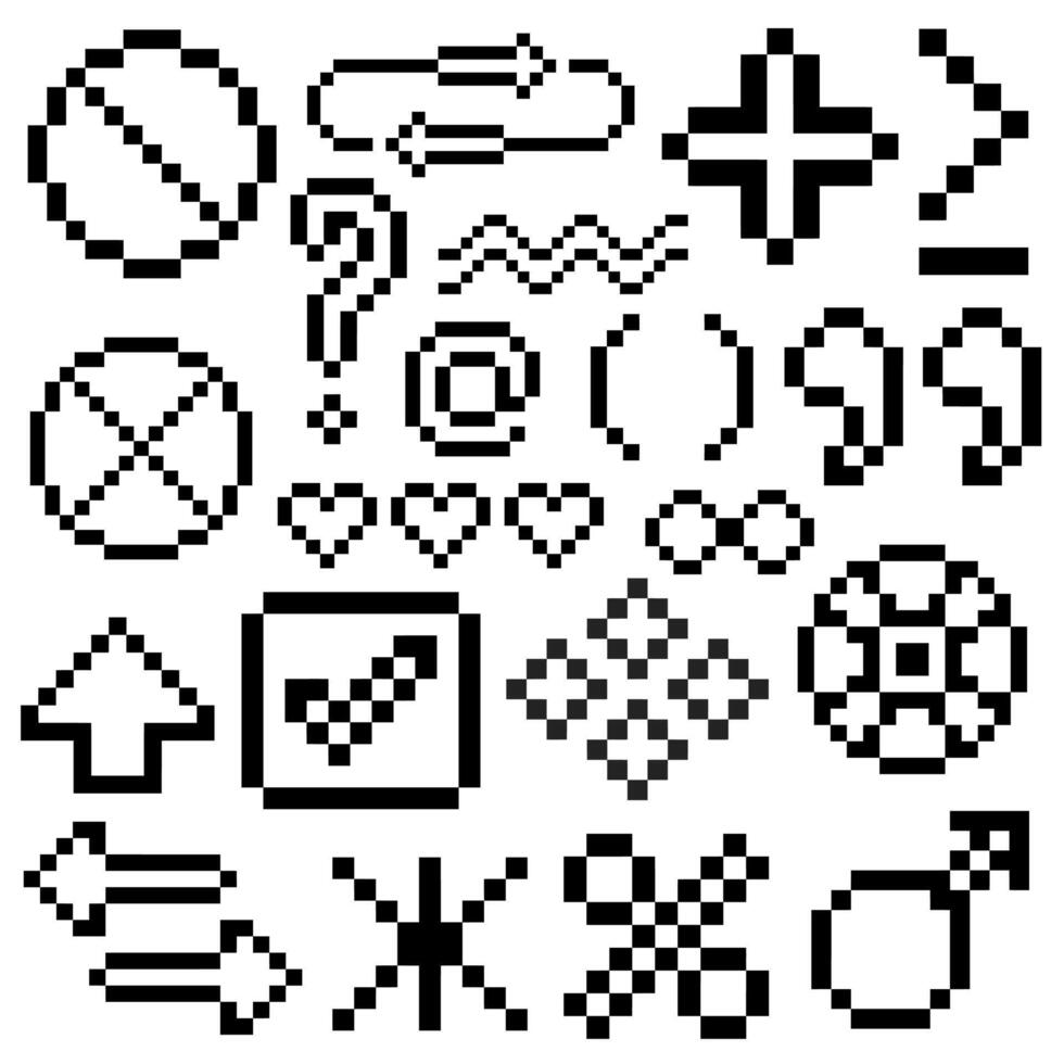 iconic pixel graphic bundle vector