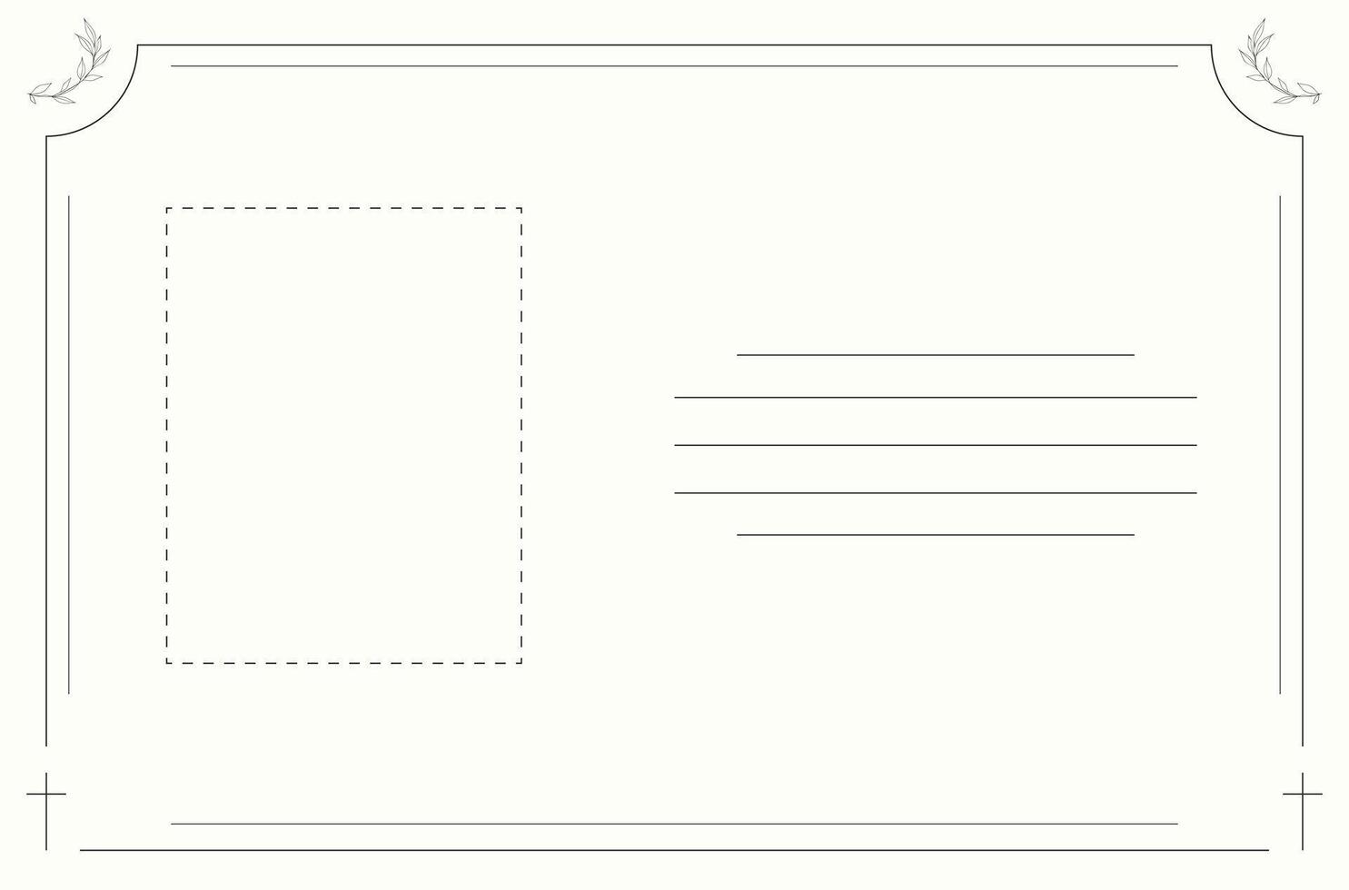 Funeral card. Simple layout with soft ivory background and leaf border. vector