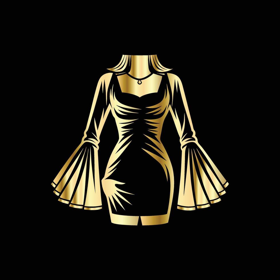 a gold dress on a black background. Twilight Dressed in Gold vector