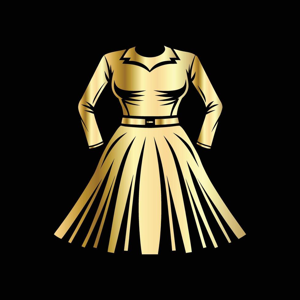a gold dress on a black background. Radiant Golden Dress vector