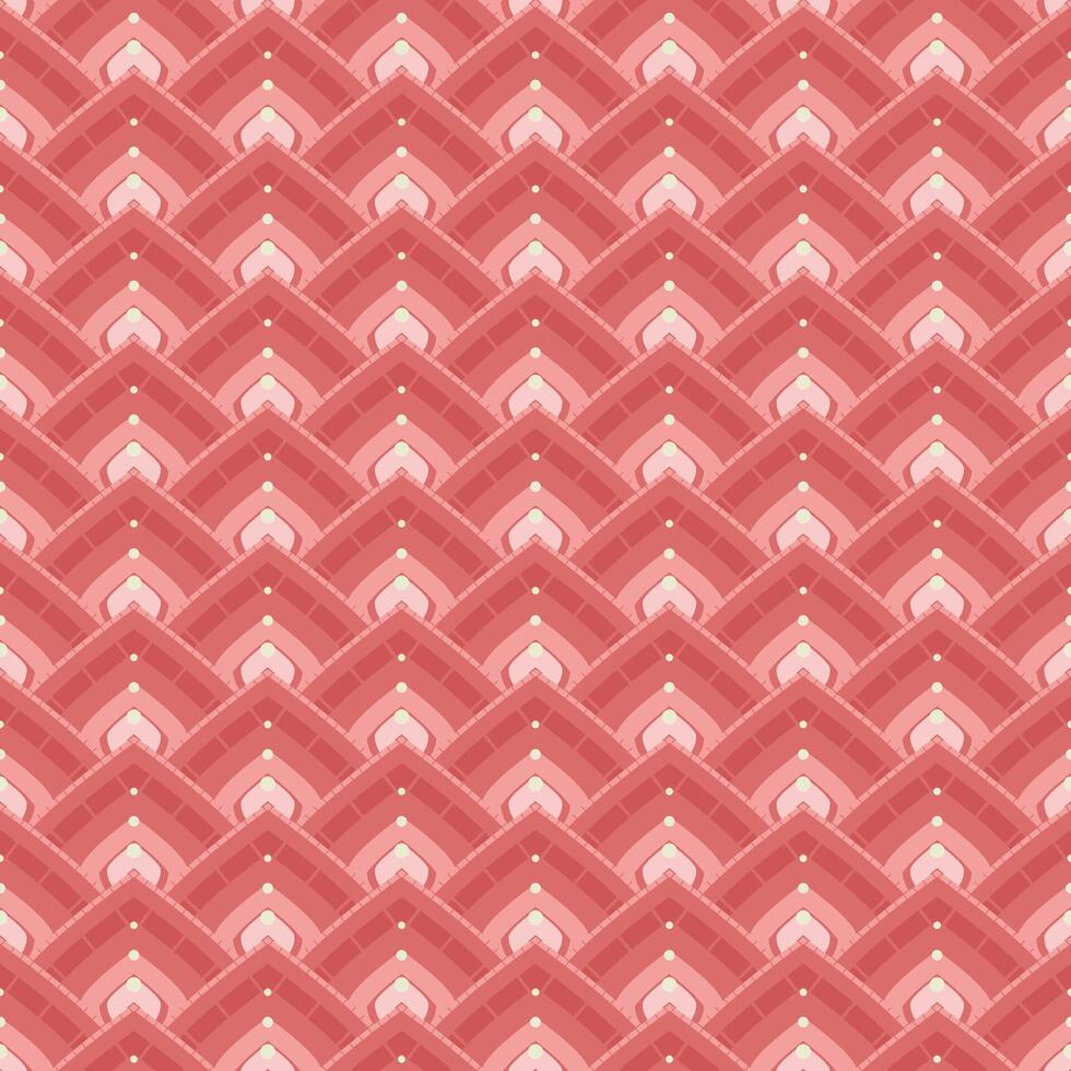 Coral-colored abstract seamless scales pattern with curved geometric design, perfect for backgrounds or textiles vector