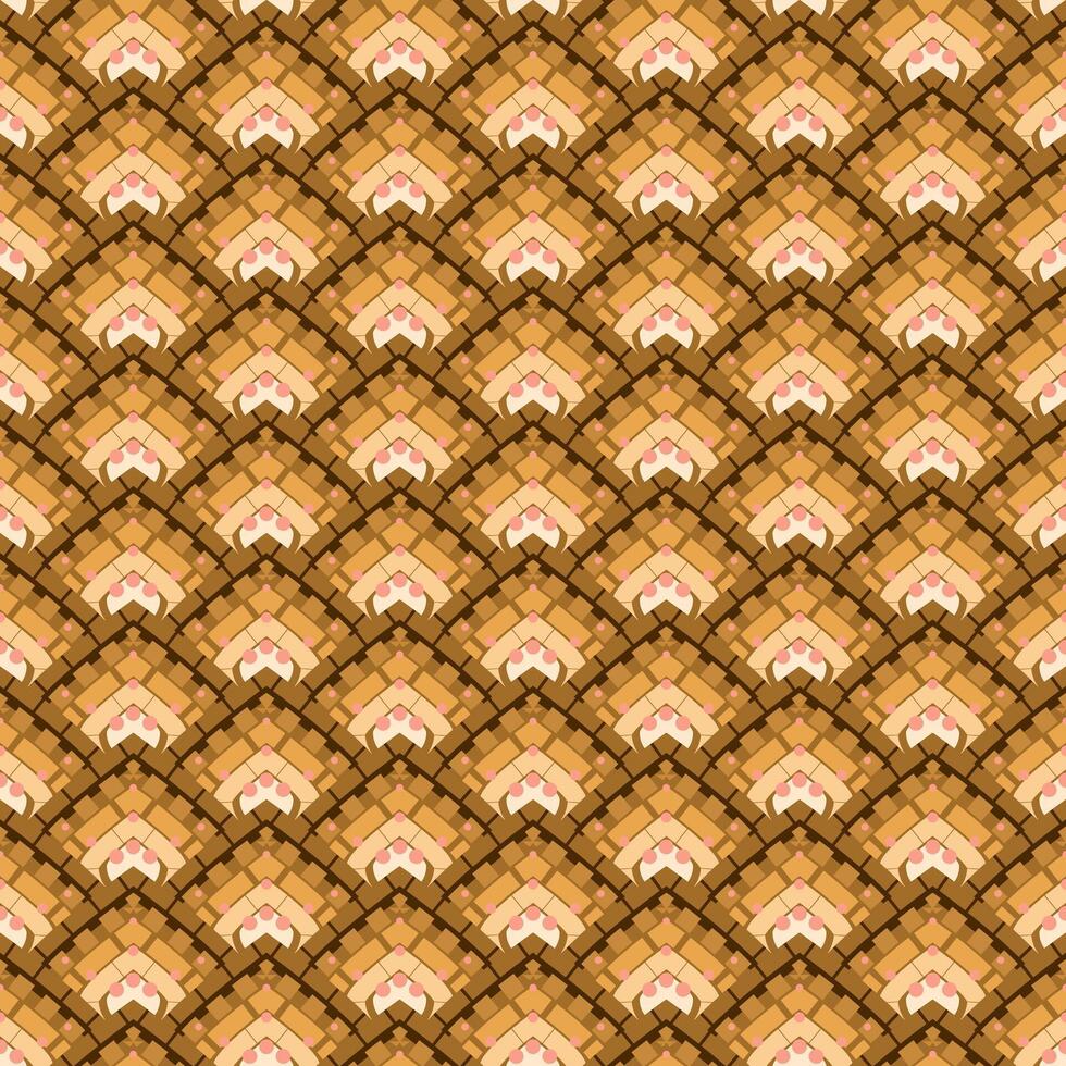Chocolate-colored seamless abstract scales pattern with curved design, ideal for backgrounds or textile use vector