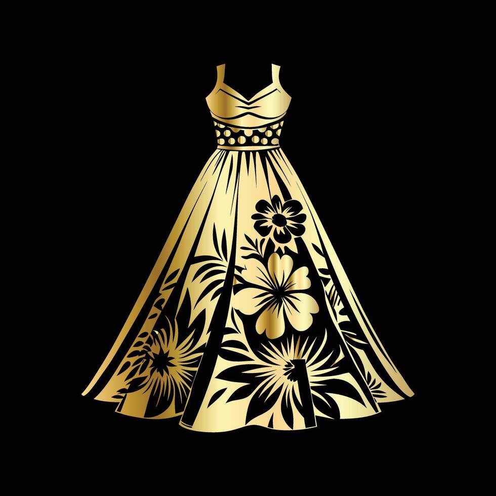 a golden dress with flowers on it vector