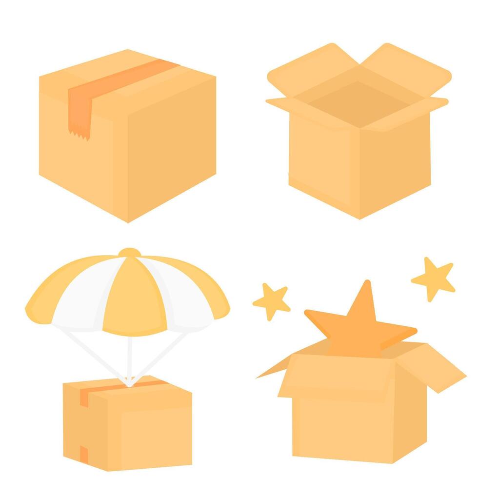 Cartoon package icons collection vector
