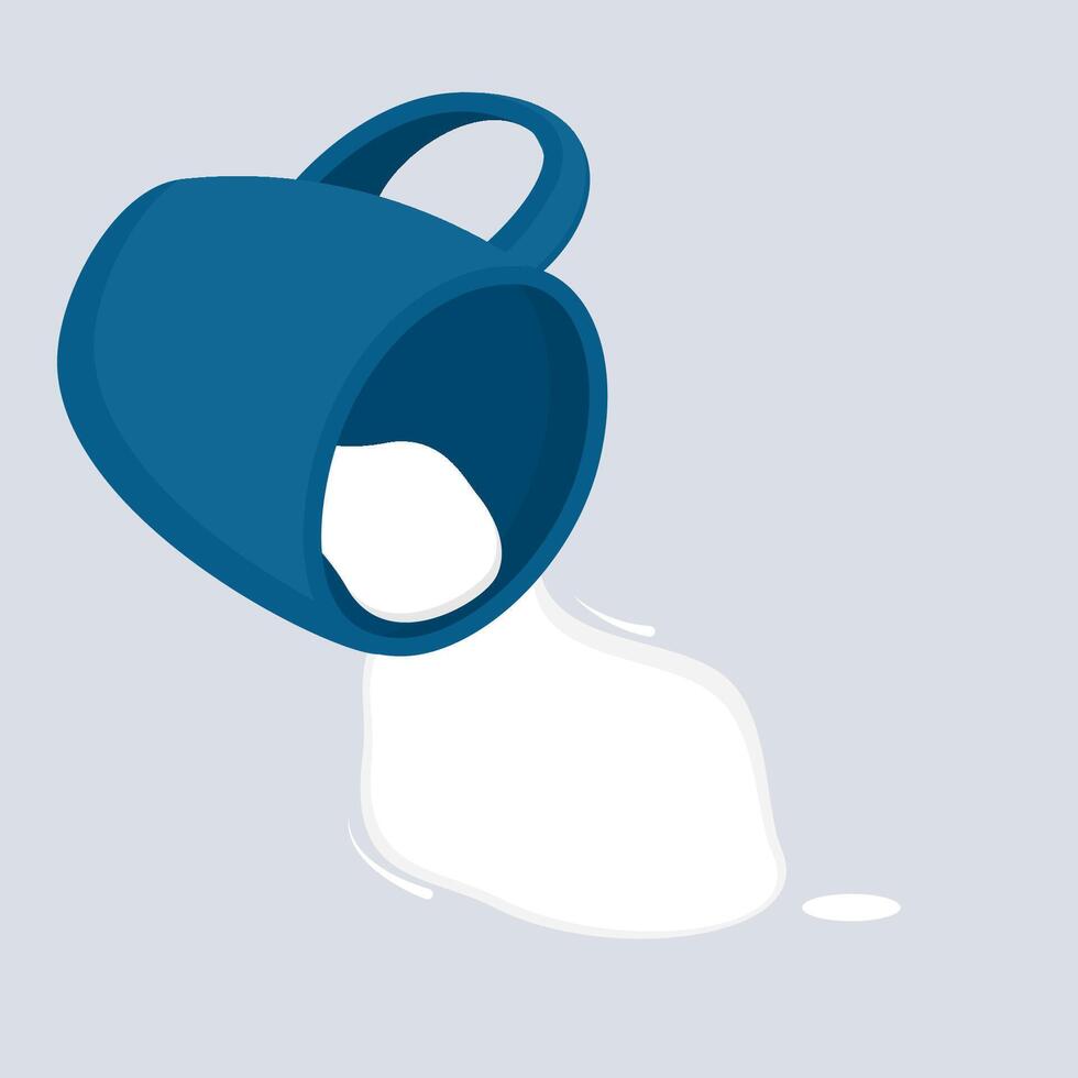 Flat Illustration of Blue Cup Spilling Water on the Floor vector