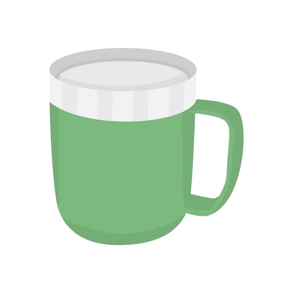 Green mug with handle and lid vector