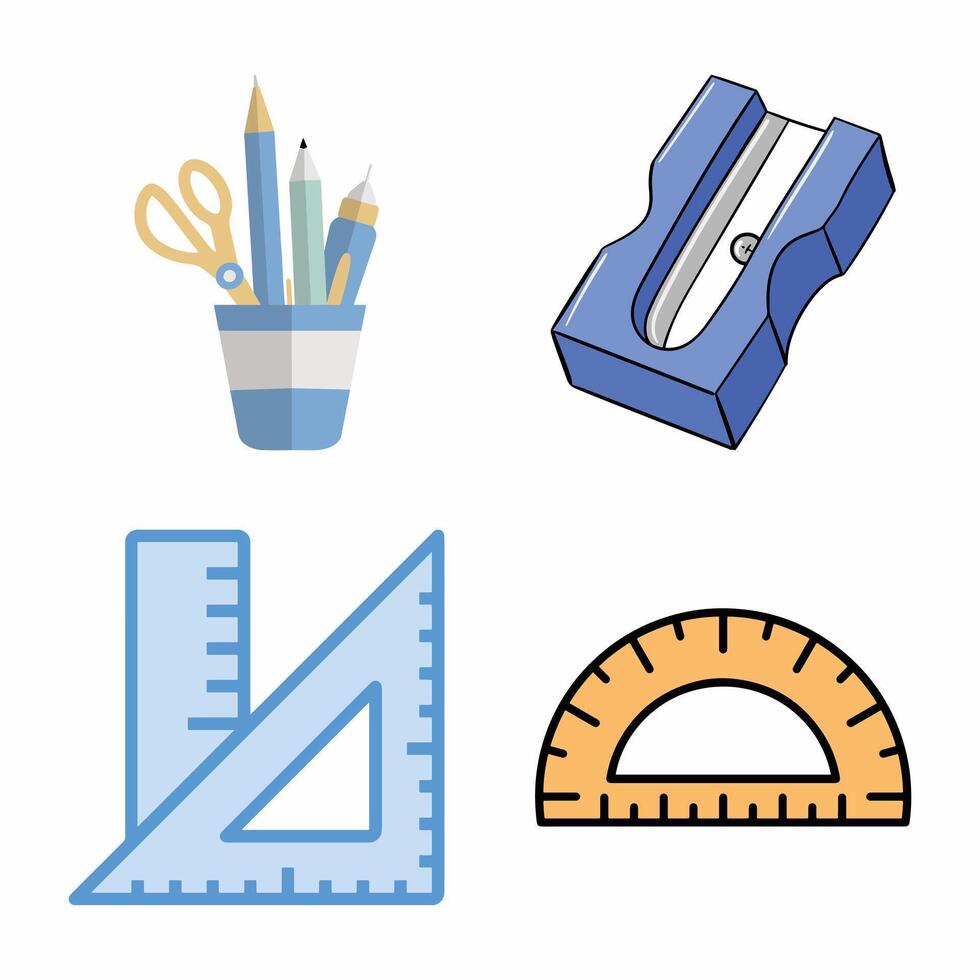 School stationery tools collection. vector