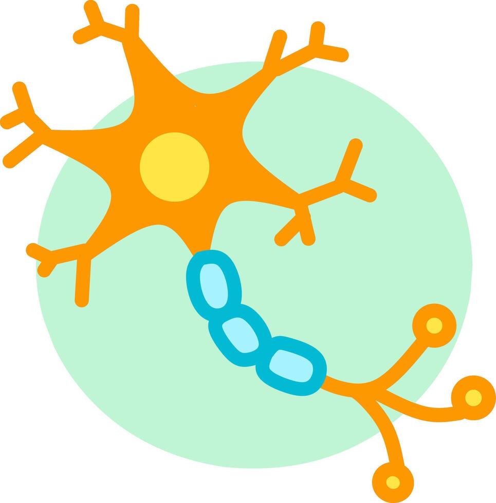 Neuron axon nerve color illustration. vector