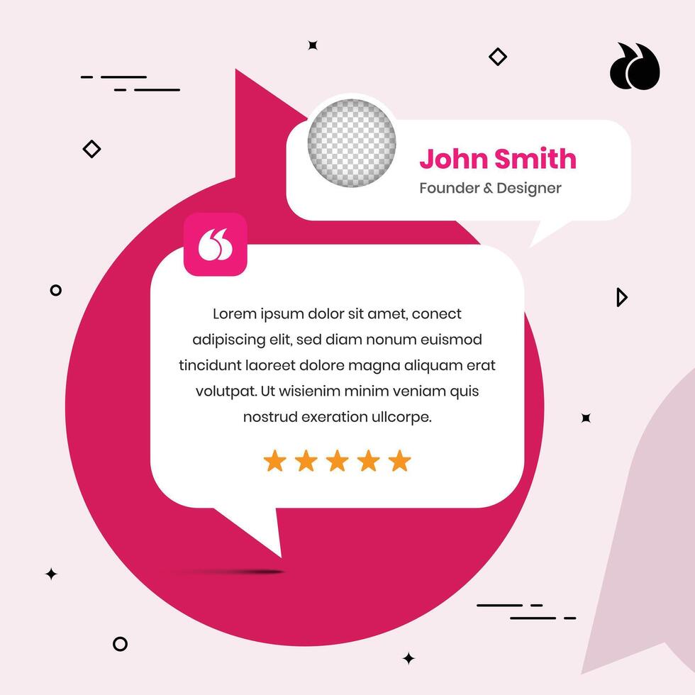 Testimonial and feedback presentation simple social media post template design vector
