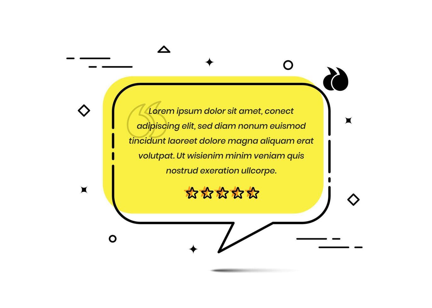 Simple social media testimonial and quotation presentation template with black stroke and tiny shape elements vector