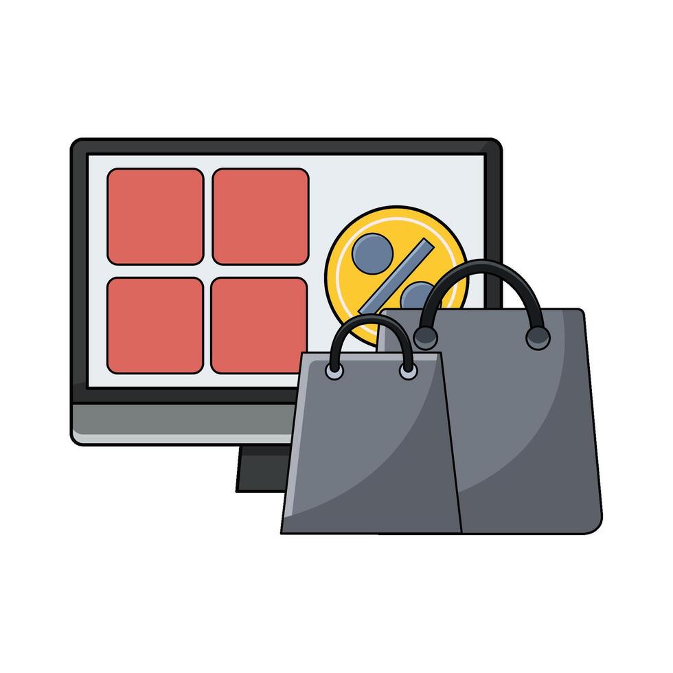 Online shopping black Friday with shopping bag vector