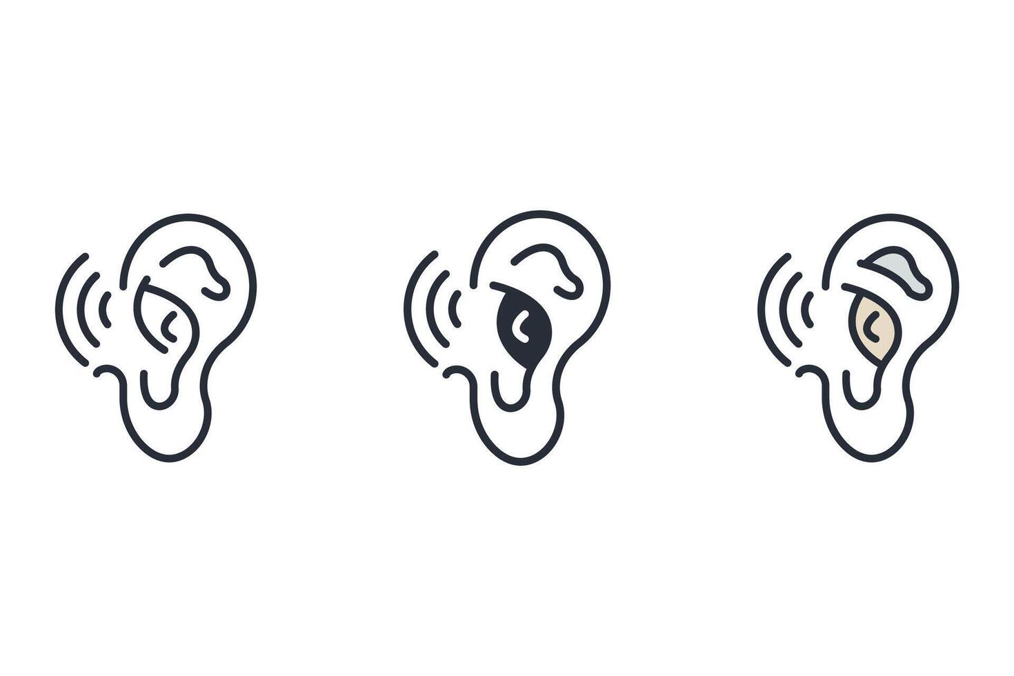 ear Thin set color icons vector