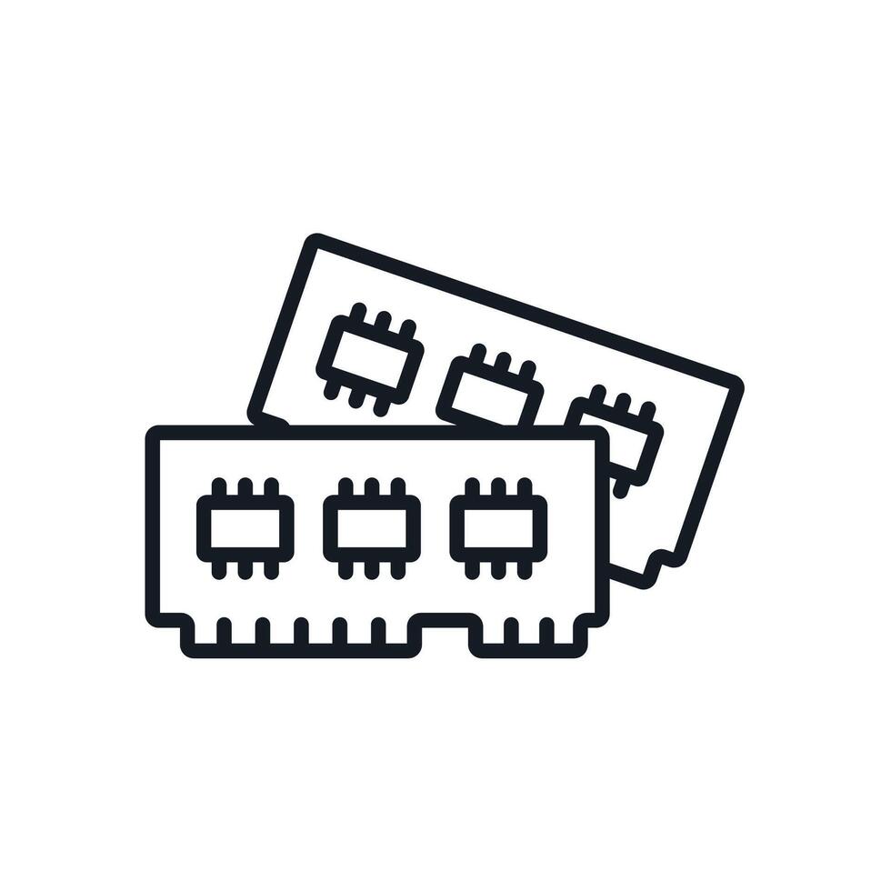 RAM computadora Delgado línea íconos vector