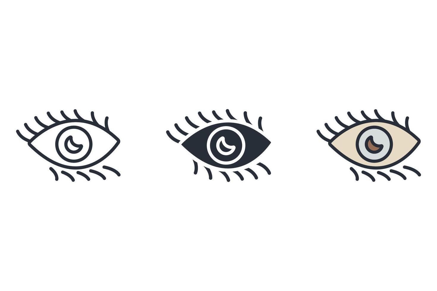 eye Thin set color icons vector