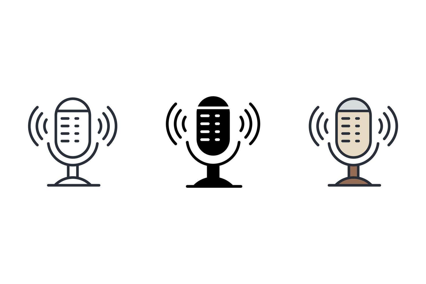 microphone Thin set color icons vector
