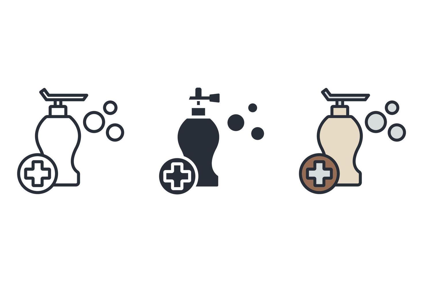 hand sanitizer Thin set color icons vector